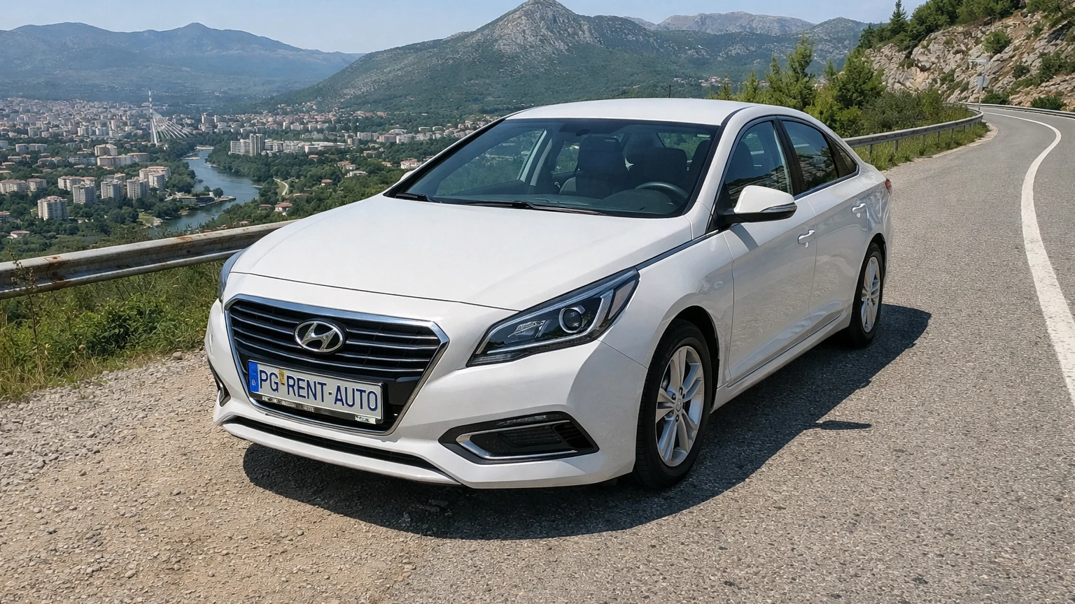 Hyundai Sonata sedan car hire in Podgorica for business and leisure trips